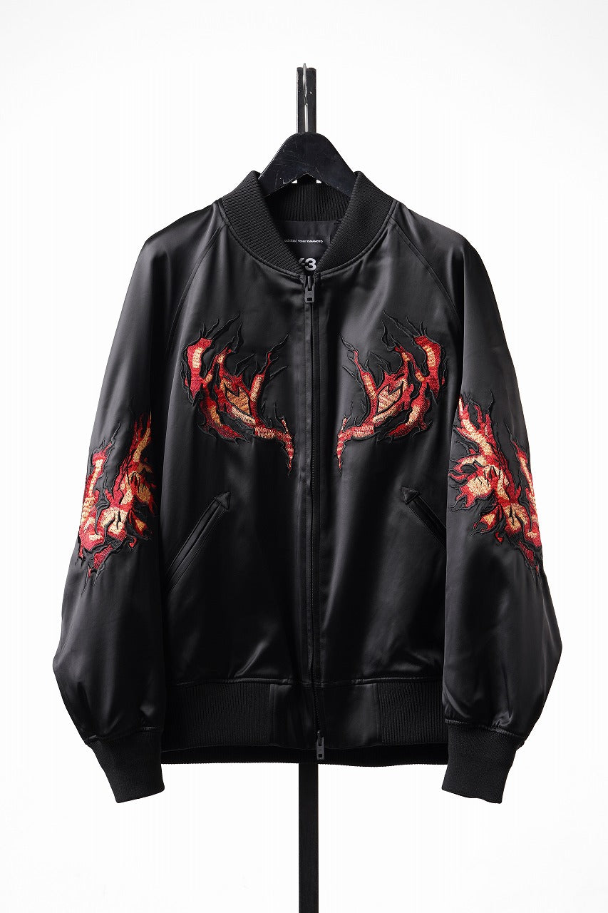 Load image into Gallery viewer, Y-3 Yohji Yamamoto GRAPHICS SOUVENIR JACKET / EMBROIDERY &amp; STRETCH SATIN (BLACK)