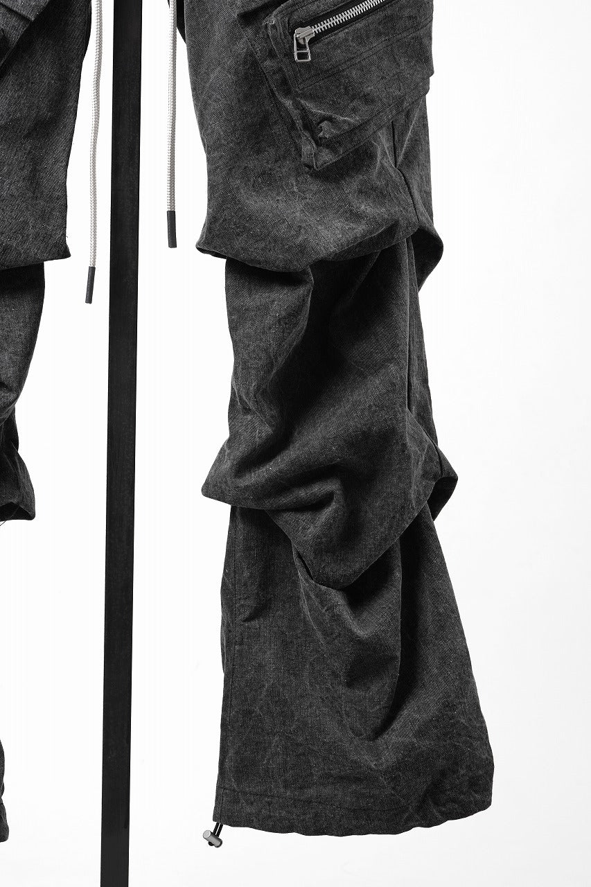 Load image into Gallery viewer, 【SAMPLE SALE】A.F ARTEFACT CARGO TUCK BAGGY PANTS / PIGMENT PROCESS (BLACK)