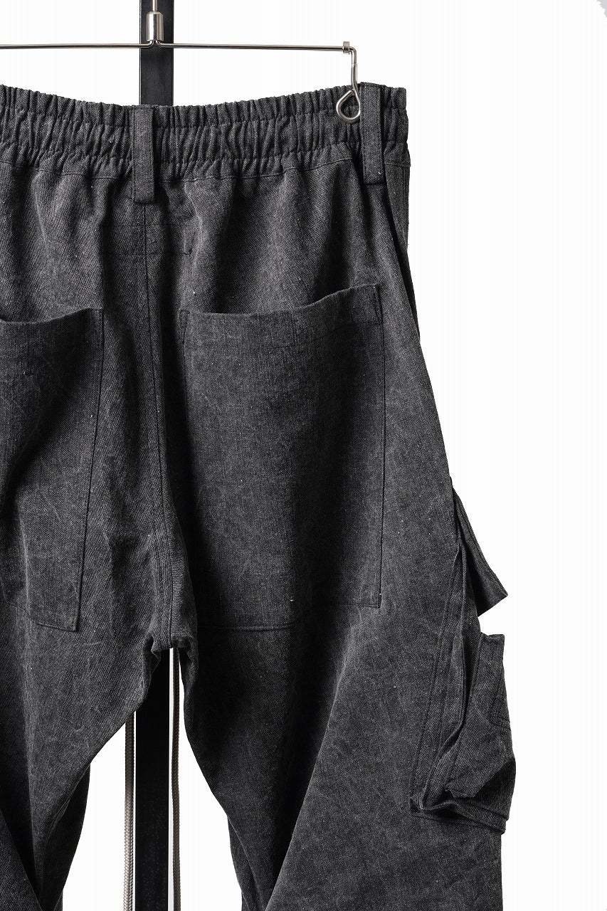 Load image into Gallery viewer, 【SAMPLE SALE】A.F ARTEFACT CARGO TUCK BAGGY PANTS / PIGMENT PROCESS (BLACK)