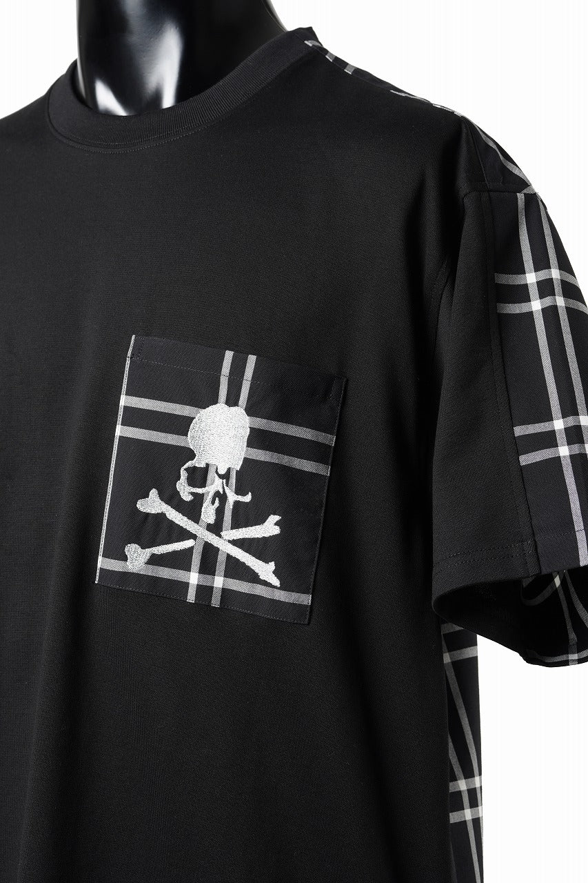 画像をギャラリービューアに読み込む, mastermind JAPAN MIXED-FABRIC POCKET SS TEE / REGULAR FIT (BLACK x BLACK)