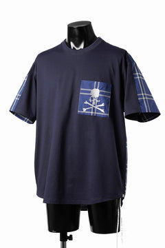 画像をギャラリービューアに読み込む, mastermind JAPAN MIXED-FABRIC POCKET SS TEE / REGULAR FIT (NAVY x NAVY)
