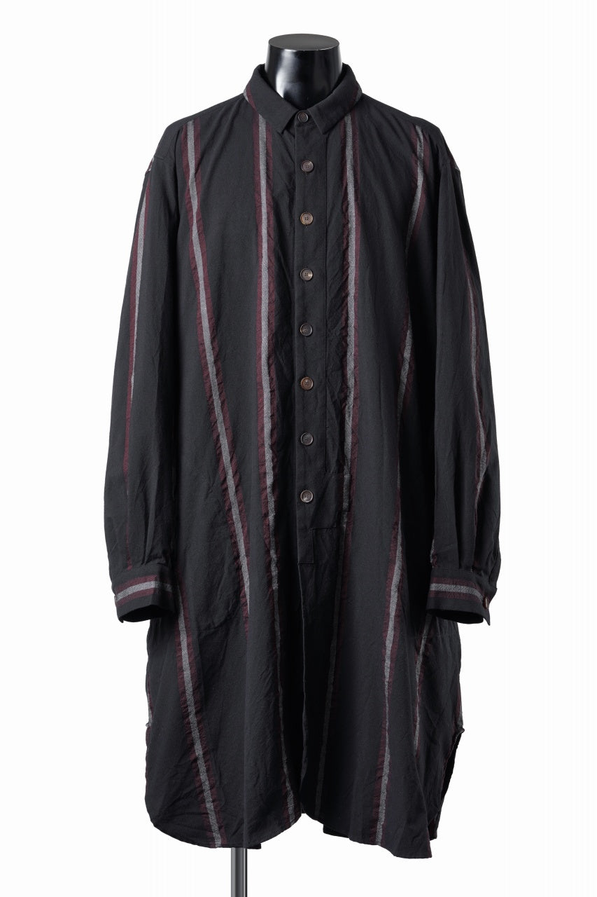 YUTA MATSUOKA shirt coat / tussah linen stripe (black stripe)の
