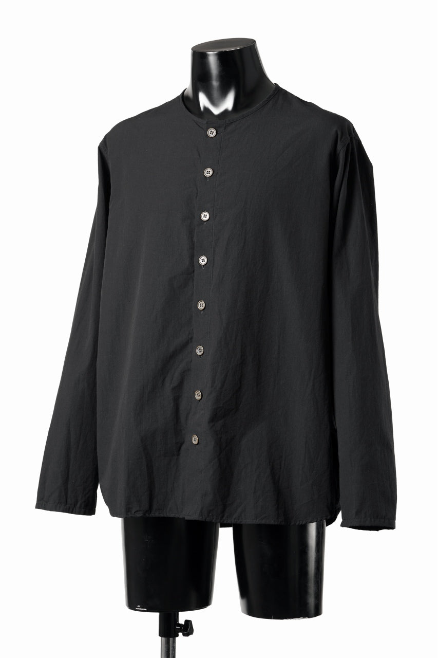 Load image into Gallery viewer, YUTA MATSUOKA collarless shirt / broad cloth cotton (black)