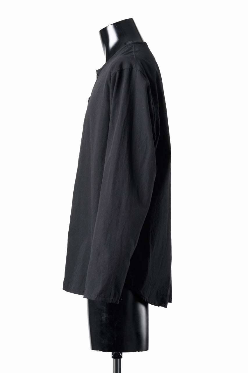 Load image into Gallery viewer, YUTA MATSUOKA collarless shirt / broad cloth cotton (black)