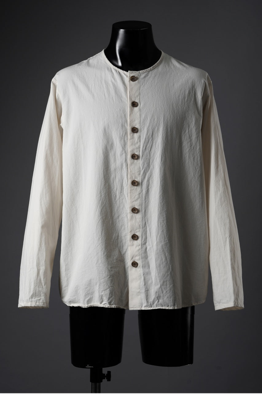 YUTA MATSUOKA collarless shirt / broad cloth cotton (off white)の