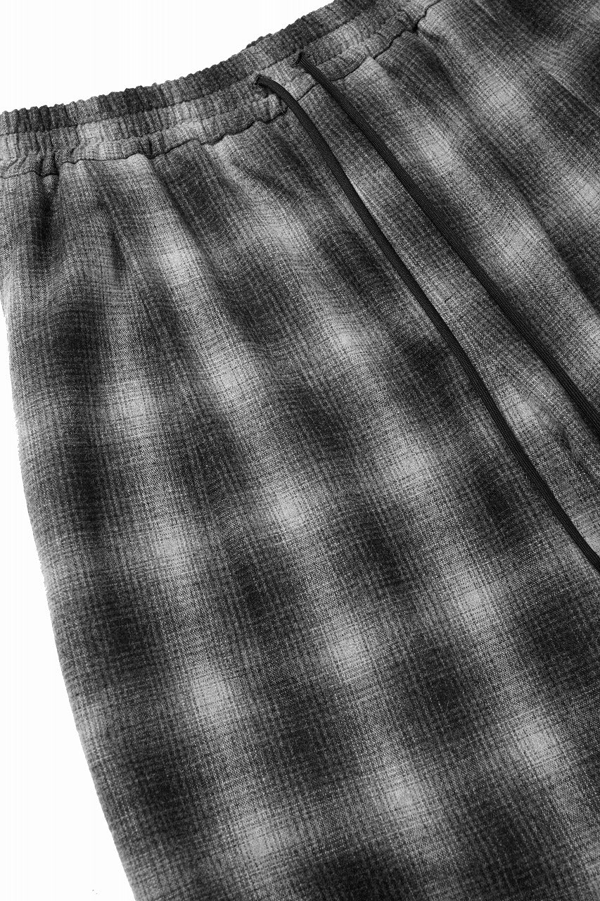 画像をギャラリービューアに読み込む, ISABEL BENENATO Virgin Wool Tartan Wide Trousers with Patch Pockets (BLACK)