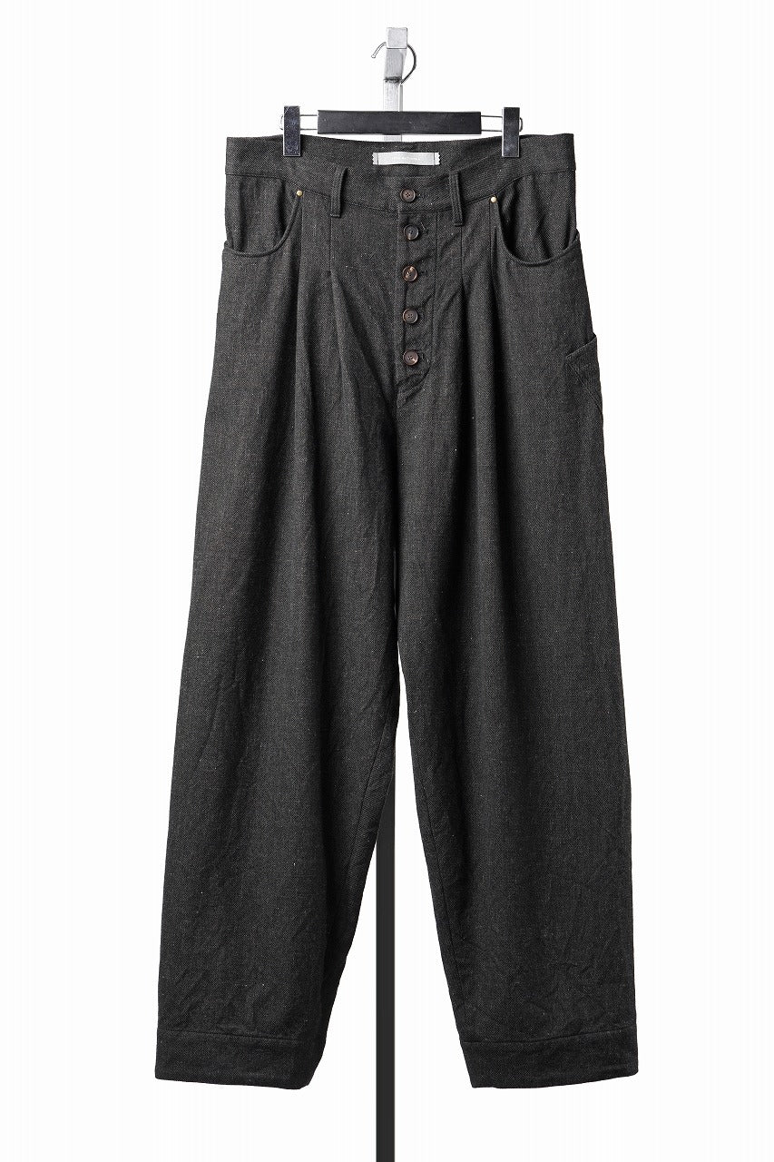 YUTA MATSUOKA curved yoke pants / mixed color kasuri (charcoal