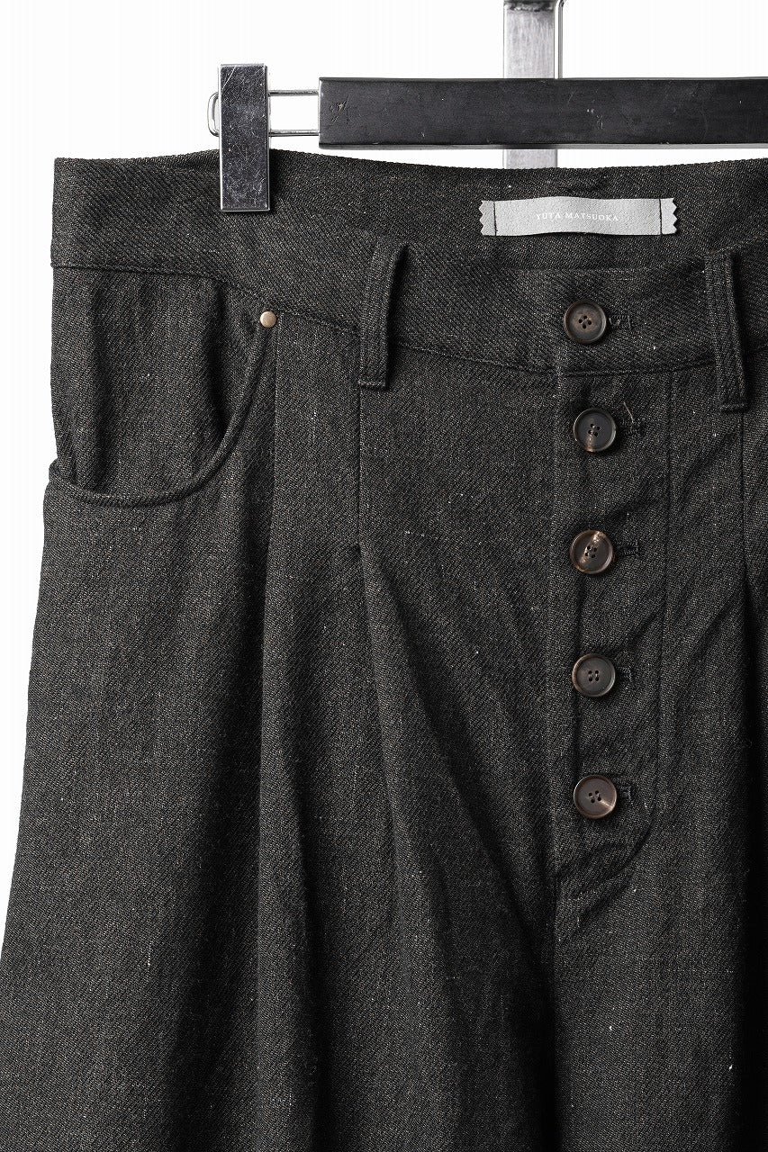 画像をギャラリービューアに読み込む, YUTA MATSUOKA curved yoke pants / mixed color kasuri (charcoal brown)