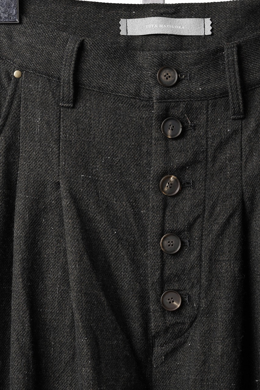 画像をギャラリービューアに読み込む, YUTA MATSUOKA curved yoke pants / mixed color kasuri (charcoal brown)