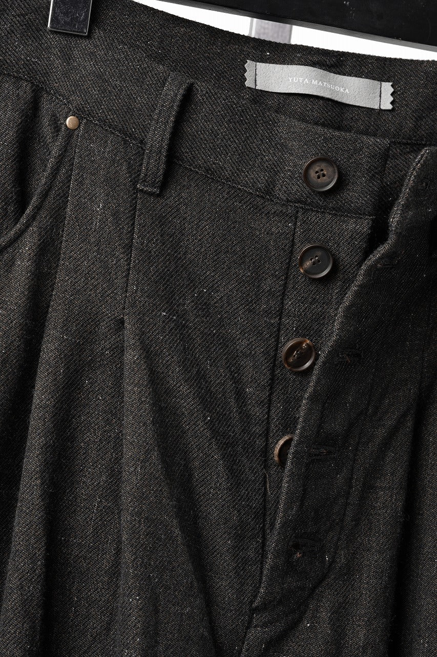 YUTA MATSUOKA curved yoke pants / mixed color kasuri (charcoal