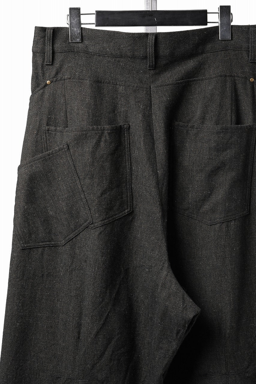 画像をギャラリービューアに読み込む, YUTA MATSUOKA curved yoke pants / mixed color kasuri (charcoal brown)
