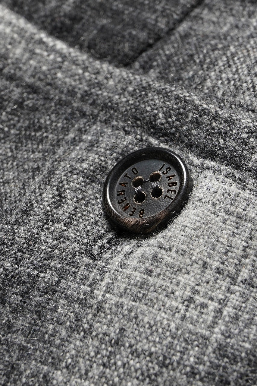 画像をギャラリービューアに読み込む, ISABEL BENENATO Virgin Wool Tartan Wide Trousers with Patch Pockets (BLACK)