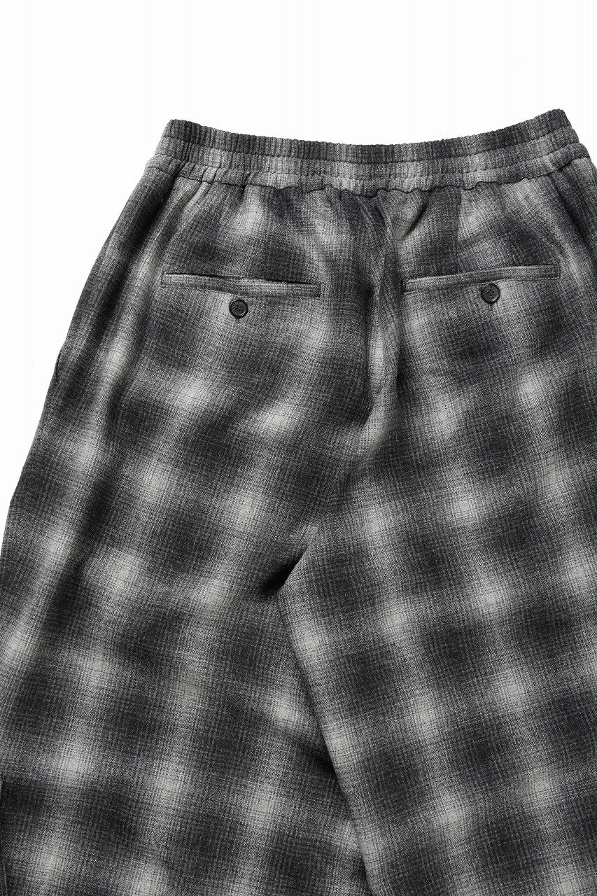 ISABEL BENENATO Virgin Wool Tartan Wide Trousers with Patch Pockets (BLACK)