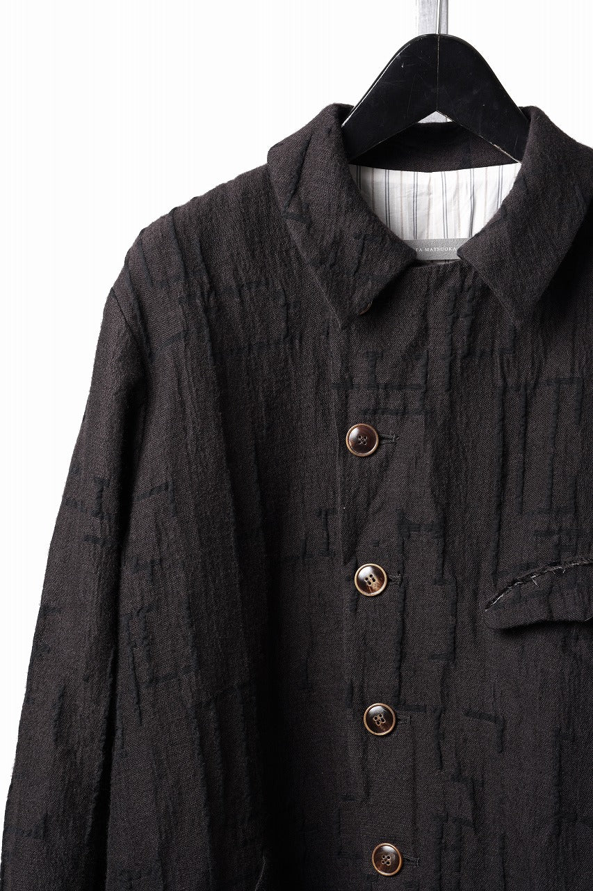 画像をギャラリービューアに読み込む, YUTA MATSUOKA long cook jacket coat / site plan jacquard (dark brown)