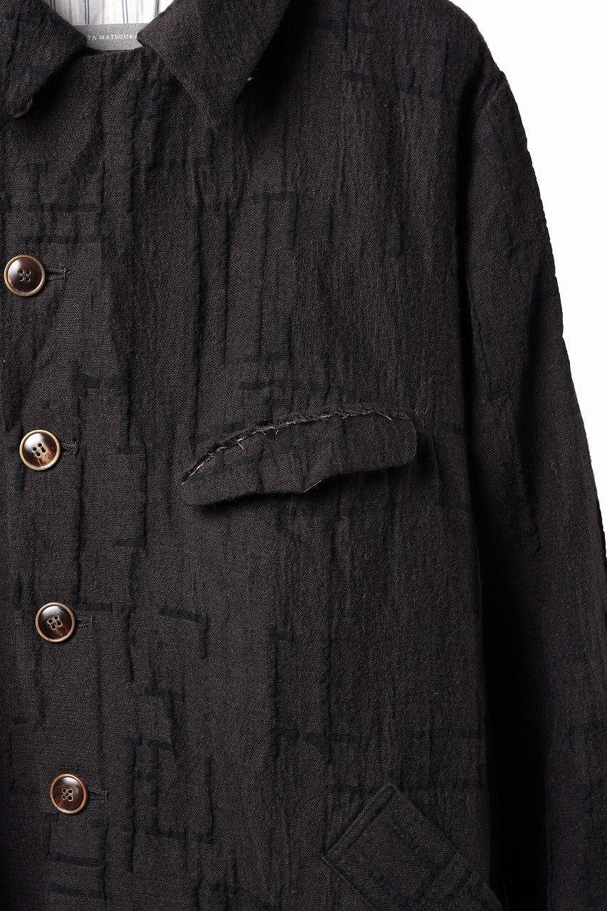 画像をギャラリービューアに読み込む, YUTA MATSUOKA long cook jacket coat / site plan jacquard (dark brown)
