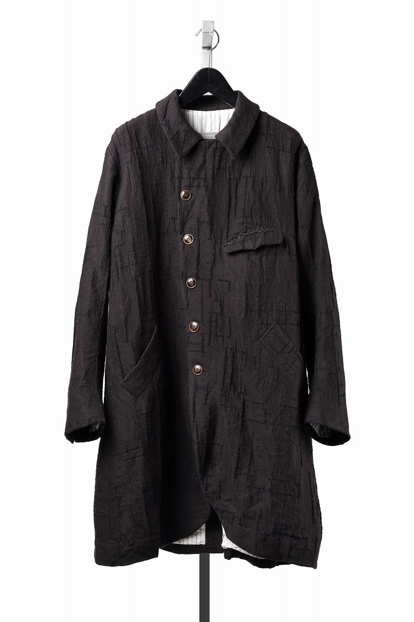 画像をギャラリービューアに読み込む, YUTA MATSUOKA long cook jacket coat / site plan jacquard (dark brown)