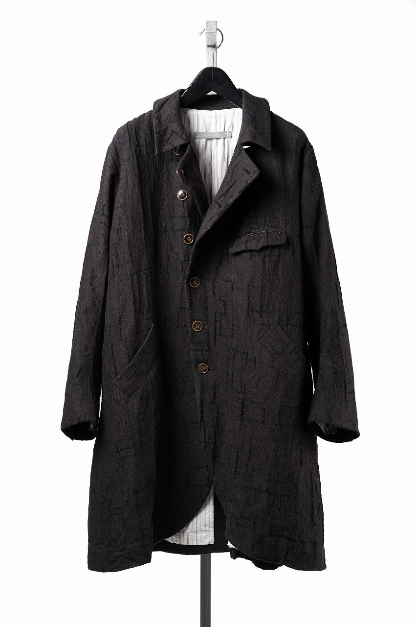 画像をギャラリービューアに読み込む, YUTA MATSUOKA long cook jacket coat / site plan jacquard (dark brown)