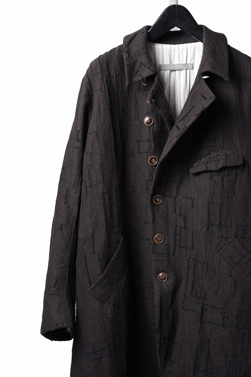 画像をギャラリービューアに読み込む, YUTA MATSUOKA long cook jacket coat / site plan jacquard (dark brown)