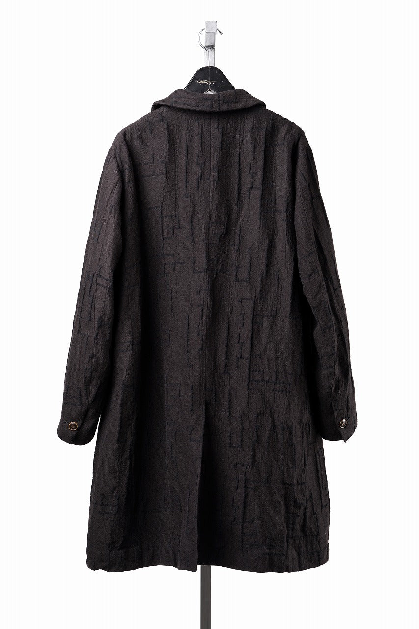 画像をギャラリービューアに読み込む, YUTA MATSUOKA long cook jacket coat / site plan jacquard (dark brown)