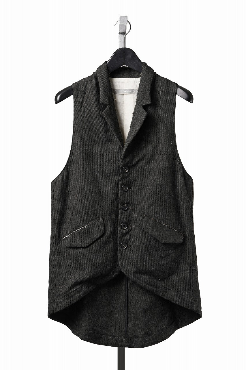 画像をギャラリービューアに読み込む, YUTA MATSUOKA swallowtail vest / mixed color kasuri (charcoal brown)