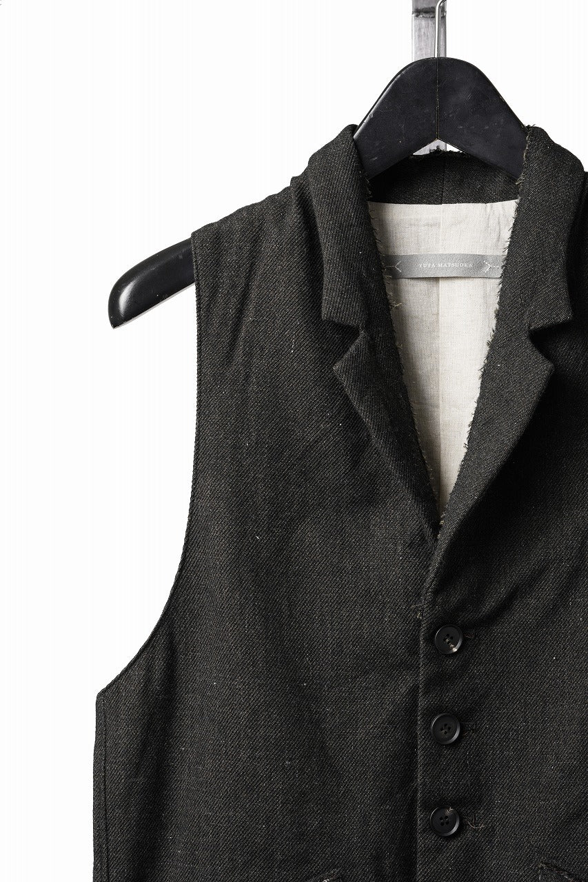 画像をギャラリービューアに読み込む, YUTA MATSUOKA swallowtail vest / mixed color kasuri (charcoal brown)