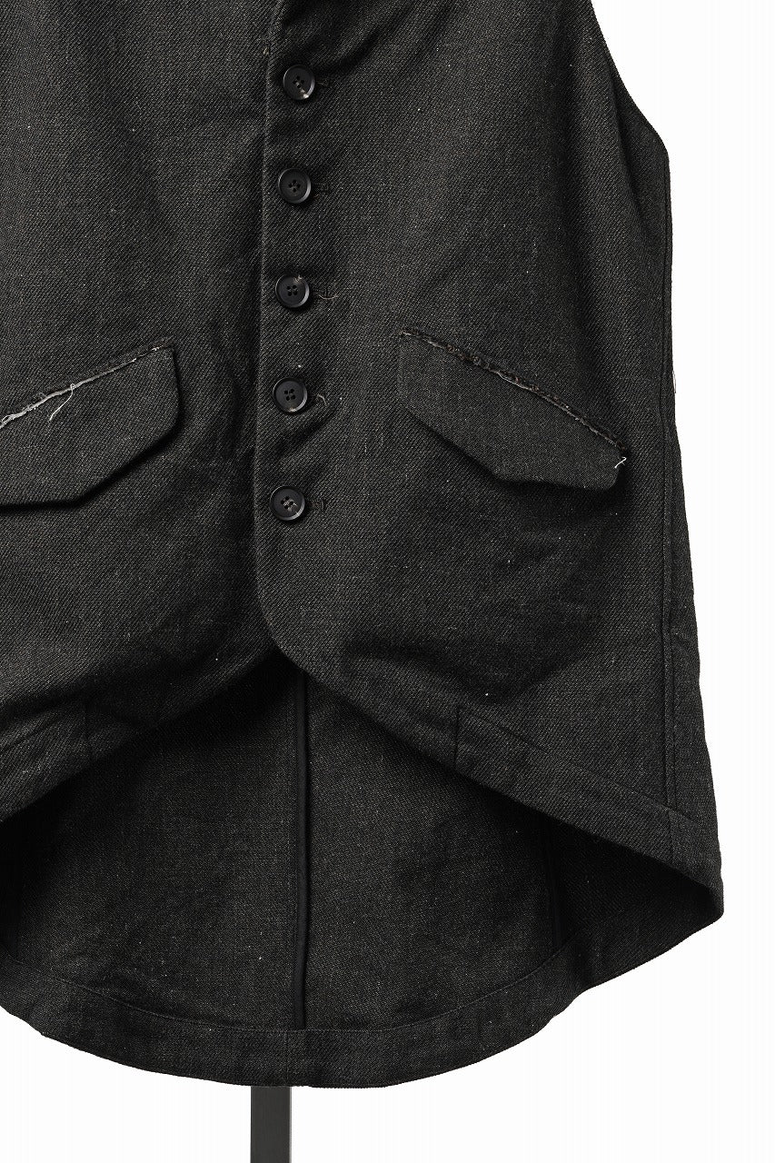 画像をギャラリービューアに読み込む, YUTA MATSUOKA swallowtail vest / mixed color kasuri (charcoal brown)