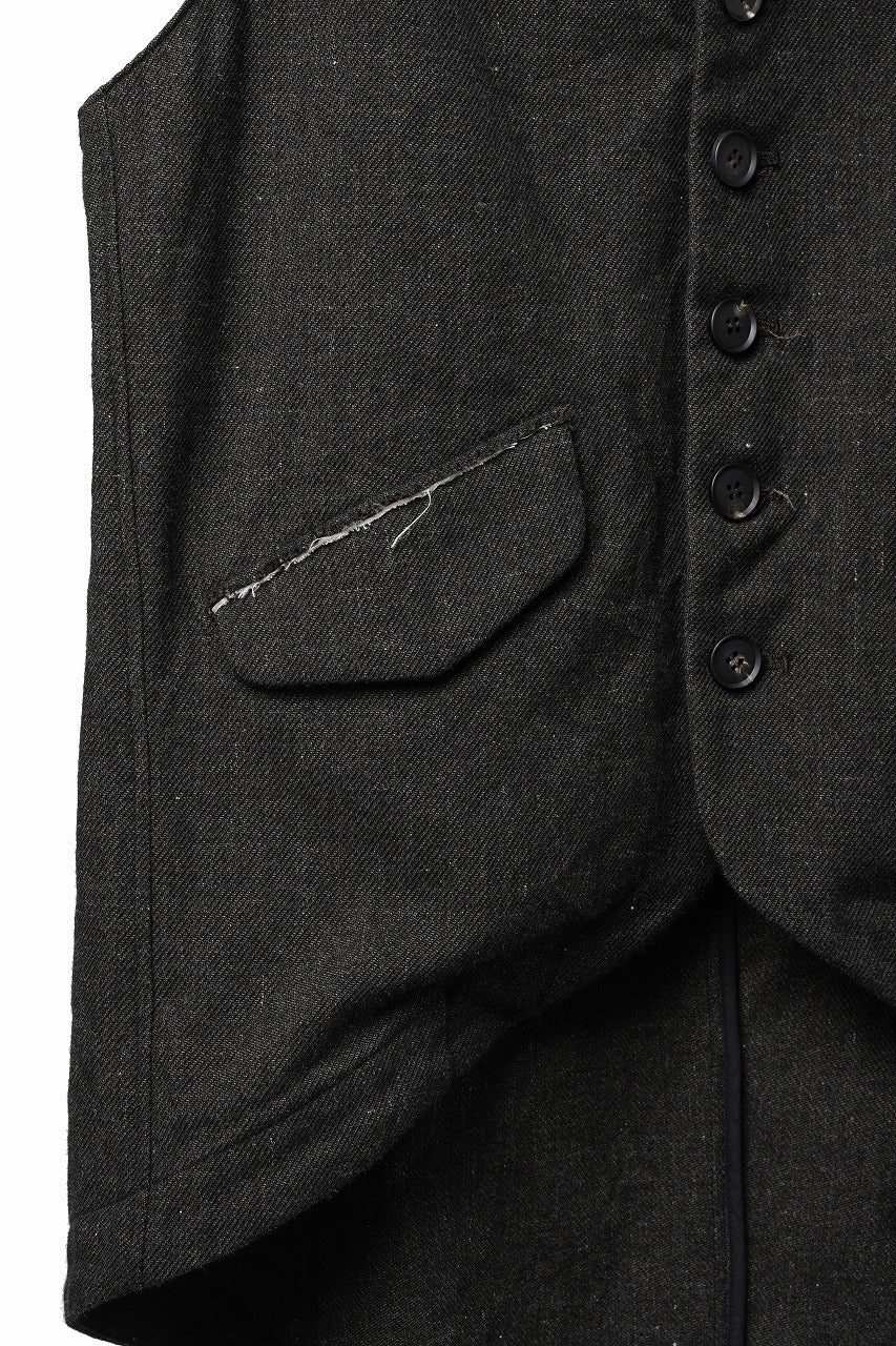 画像をギャラリービューアに読み込む, YUTA MATSUOKA swallowtail vest / mixed color kasuri (charcoal brown)