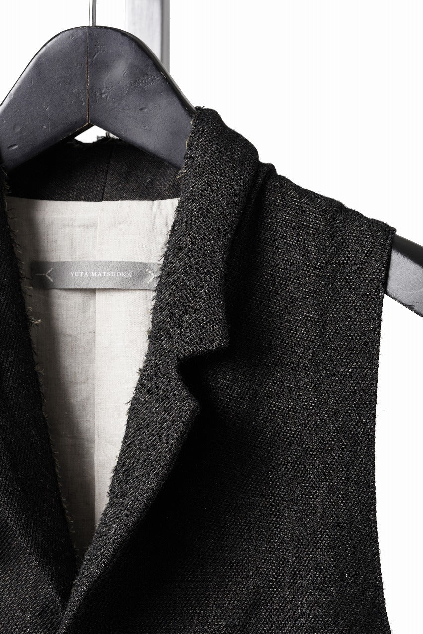 画像をギャラリービューアに読み込む, YUTA MATSUOKA swallowtail vest / mixed color kasuri (charcoal brown)