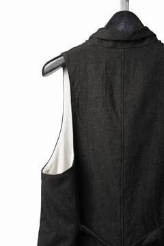 画像をギャラリービューアに読み込む, YUTA MATSUOKA swallowtail vest / mixed color kasuri (charcoal brown)