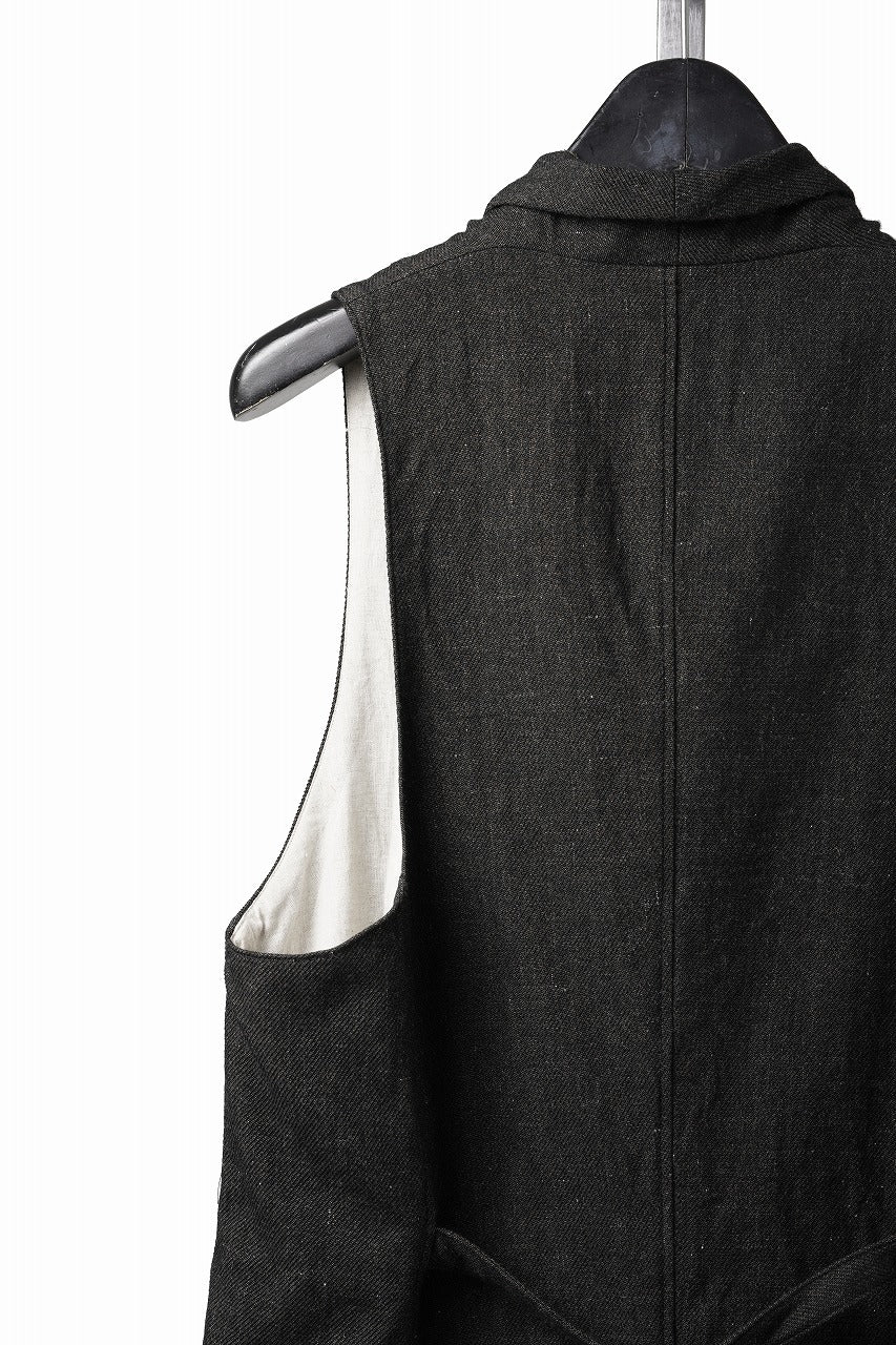 画像をギャラリービューアに読み込む, YUTA MATSUOKA swallowtail vest / mixed color kasuri (charcoal brown)
