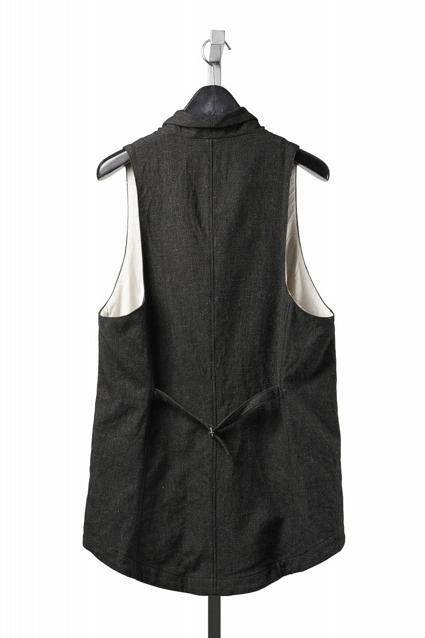 画像をギャラリービューアに読み込む, YUTA MATSUOKA swallowtail vest / mixed color kasuri (charcoal brown)
