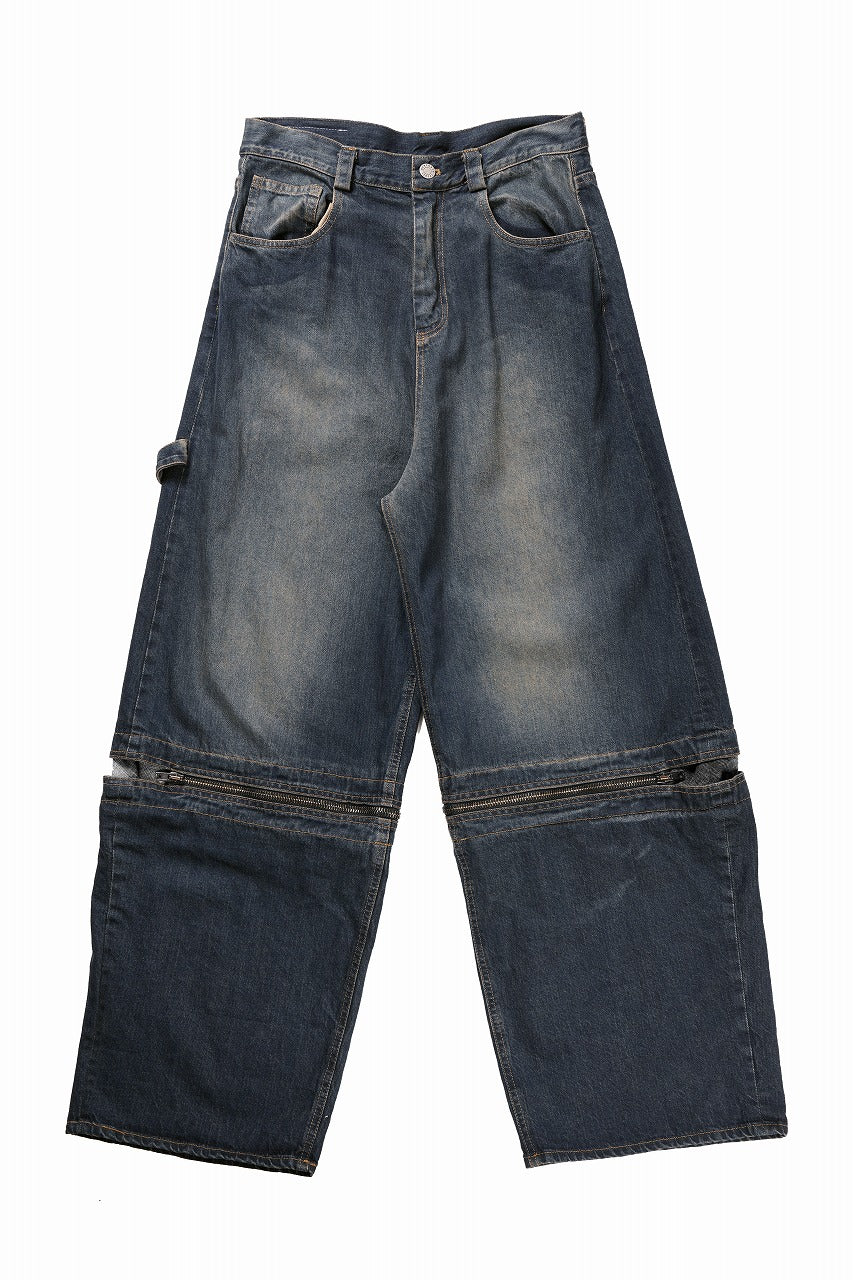 ISABEL BENENATO Wide Jeans with Zip & Tartan detail (DENIM)