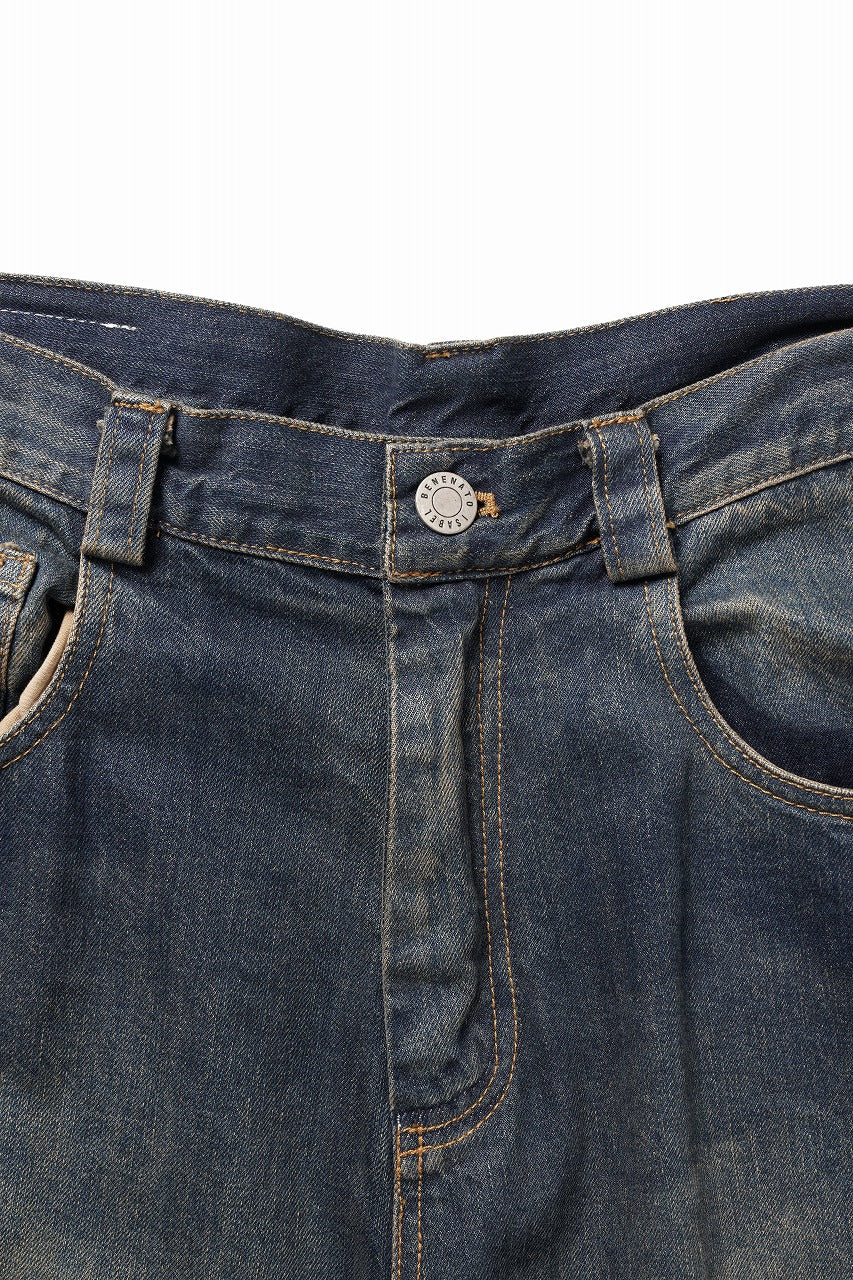 Load image into Gallery viewer, ISABEL BENENATO Wide Jeans with Zip &amp; Tartan detail (DENIM)