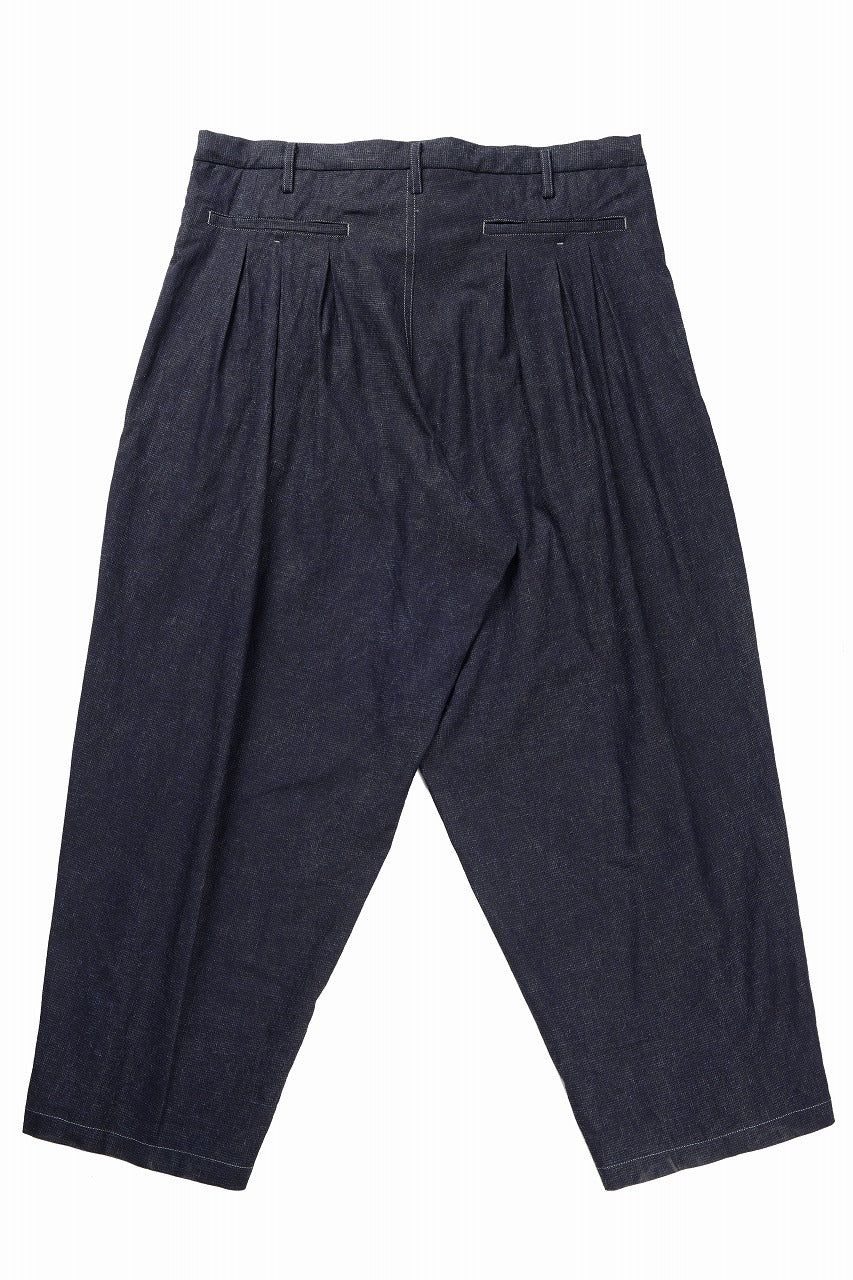 Load image into Gallery viewer, Y's for men INK-DYED HOUNDSTOOTH 12 TUCKS PANTS (BLUE)