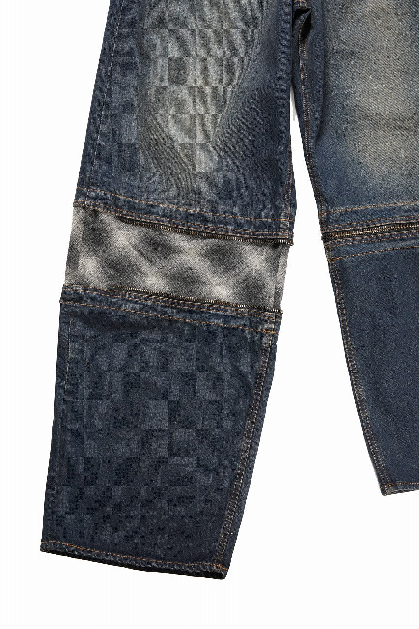 Load image into Gallery viewer, ISABEL BENENATO Wide Jeans with Zip &amp; Tartan detail (DENIM)