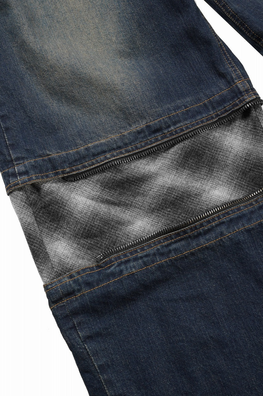 Load image into Gallery viewer, ISABEL BENENATO Wide Jeans with Zip &amp; Tartan detail (DENIM)