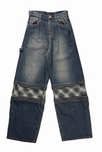 Load image into Gallery viewer, ISABEL BENENATO Wide Jeans with Zip &amp; Tartan detail (DENIM)