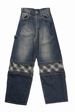 Load image into Gallery viewer, ISABEL BENENATO Wide Jeans with Zip &amp; Tartan detail (DENIM)