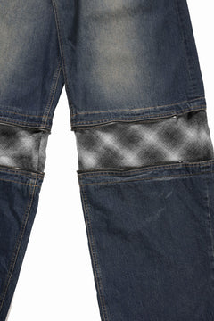 Load image into Gallery viewer, ISABEL BENENATO Wide Jeans with Zip &amp; Tartan detail (DENIM)