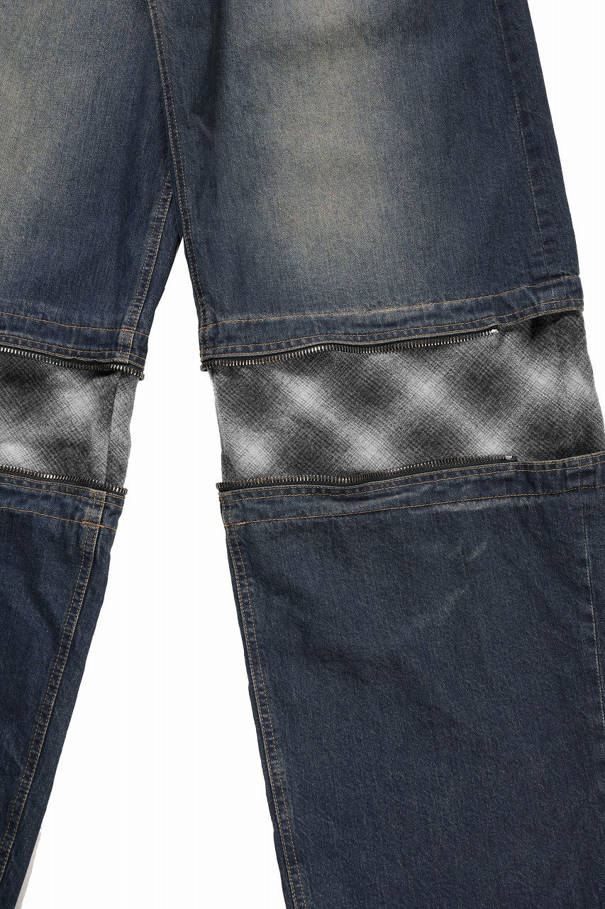 Load image into Gallery viewer, ISABEL BENENATO Wide Jeans with Zip &amp; Tartan detail (DENIM)