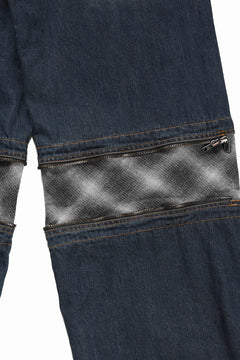 Load image into Gallery viewer, ISABEL BENENATO Wide Jeans with Zip &amp; Tartan detail (DENIM)