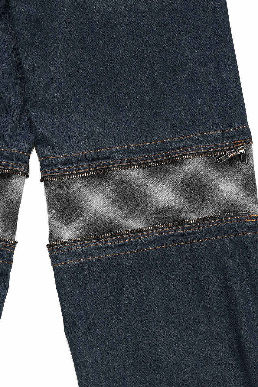 Load image into Gallery viewer, ISABEL BENENATO Wide Jeans with Zip &amp; Tartan detail (DENIM)