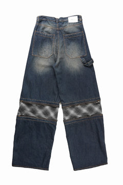 Load image into Gallery viewer, ISABEL BENENATO Wide Jeans with Zip &amp; Tartan detail (DENIM)