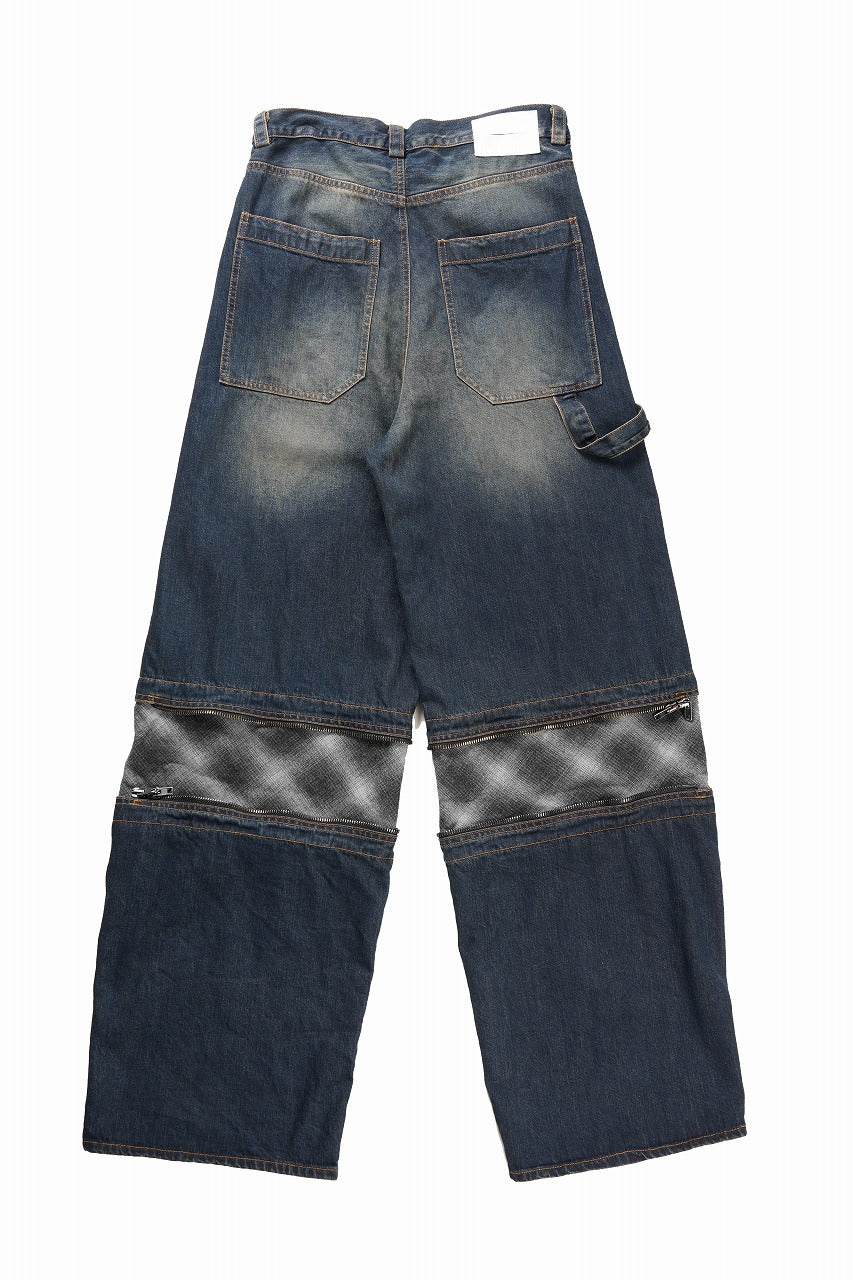 Load image into Gallery viewer, ISABEL BENENATO Wide Jeans with Zip &amp; Tartan detail (DENIM)