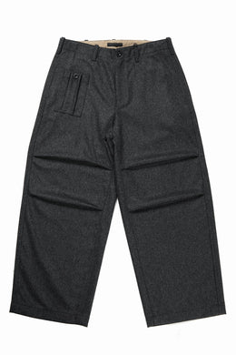 Ten c PANTALONE CARGO - TASCONATO / MILITARY WOOL FLANNEL (VEDVA NERA)