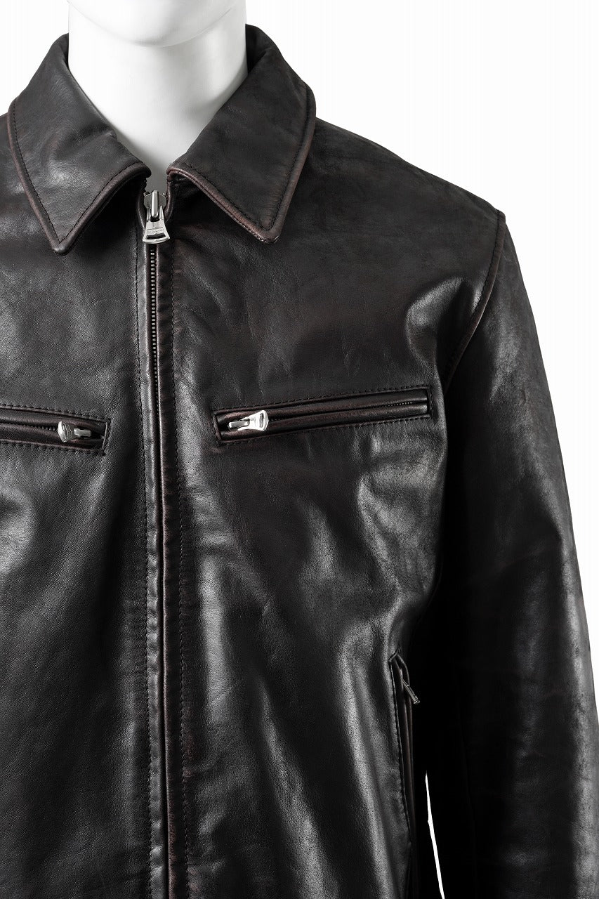 画像をギャラリービューアに読み込む, ISAMU KATAYAMA BACKLASH BUFFALO “GARMENT-WASH OVERDYE” SINGLE COLLAR RIDERS (DARK BROWN BLACK)