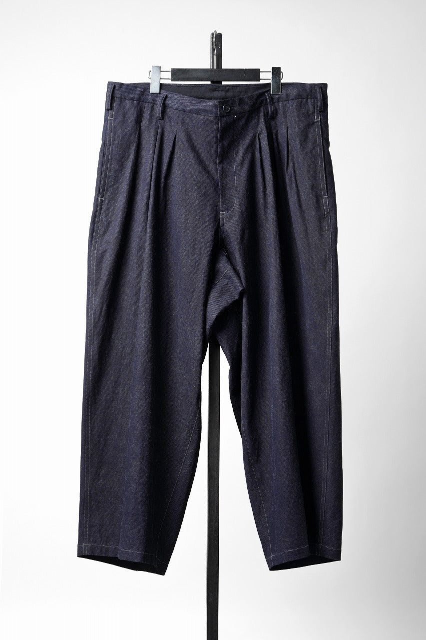 Load image into Gallery viewer, Y's for men INK-DYED HOUNDSTOOTH 12 TUCKS PANTS (BLUE)