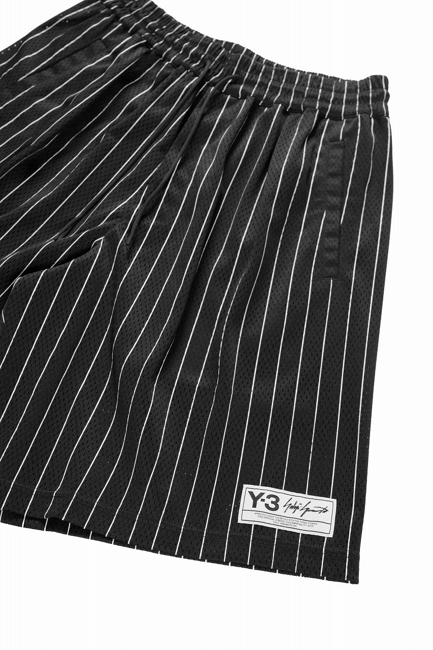 画像をギャラリービューアに読み込む, Y-3 Yohji Yamamoto ELITE 5 MESH PINSTRIPE SHORTS (BLACK)