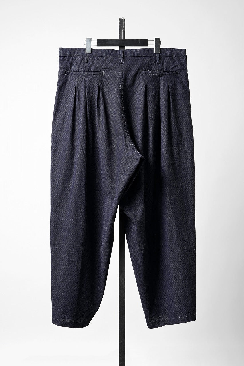 Load image into Gallery viewer, Y's for men INK-DYED HOUNDSTOOTH 12 TUCKS PANTS (BLUE)