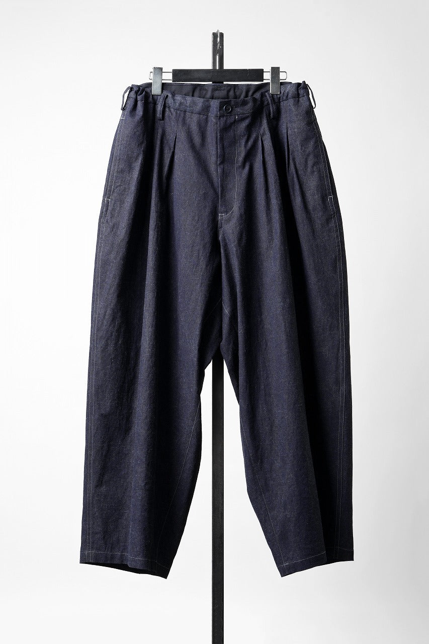 Load image into Gallery viewer, Y's for men INK-DYED HOUNDSTOOTH 12 TUCKS PANTS (BLUE)